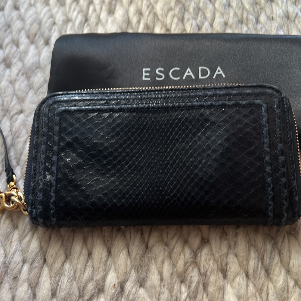 Euc Navy Blue Python Leather Wallet With Dust Bag - image 3